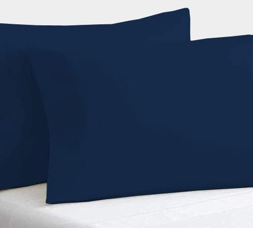 2Pcs Pillowcase 800 Thread Count 100% Egyptian Cotton Pillows for Sleeping, Soft & Silky Sateen Weave Bed Pillow Cover Long-Staple Standard Pillowcase Set of 2 Size (20"x40") - Navy Blue Solid