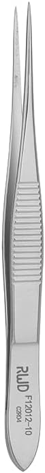 RWD Dressing Forceps 3.9", Martensitic Stainless Steel Medical Tweezers, 0.4 * 0.2mm Width Serrated Straight Tip, Micro Forceps Tweezer, Surgical Tweezer for High-Precision Handling (F12012-10)