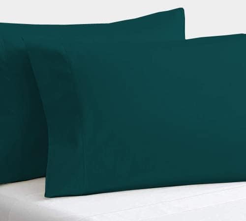2Pcs Pillowcase 800 Thread Count 100% Egyptian Cotton Pillows for Sleeping, Soft & Silky Sateen Weave Bed Pillow Cover Long-Staple Standard Pillowcase Set of 2 Size (20"x30") - Teal Solid