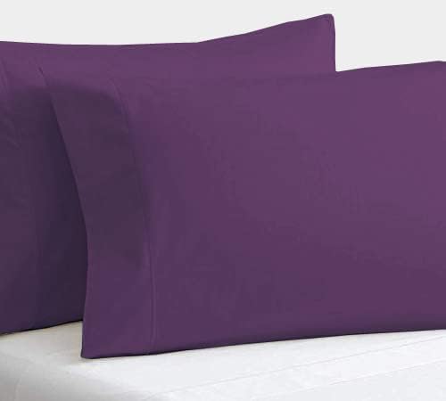 2Pcs Pillowcase 800 Thread Count 100% Egyptian Cotton Pillows for Sleeping, Soft & Silky Sateen Weave Bed Pillow Cover Long-Staple Standard Pillowcase Set of 2 Size (20"x40") - Plum Solid