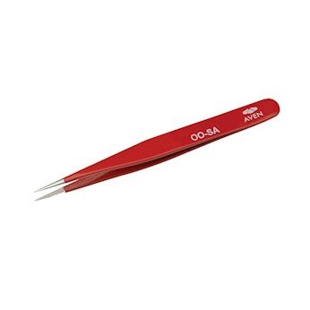 Color Coded Tapered Strong Tip 00 Tweezers, Red, 4.75" L; 1/pk