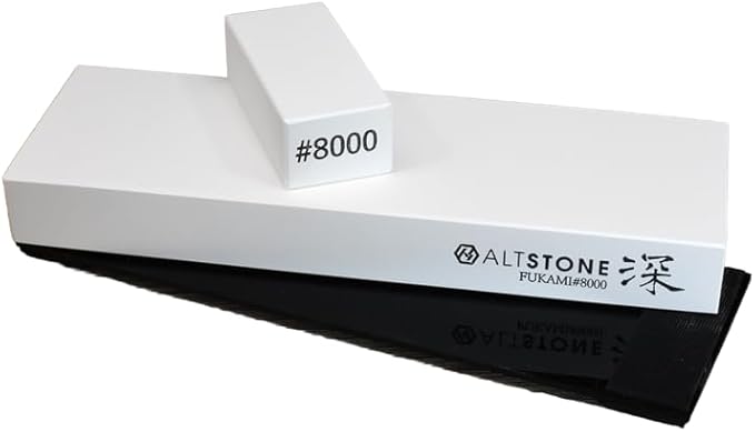 FUKAMI Whetstone Sharpening stone super finishing grit 8000 w/Nagura, 7.1" x 2.4" x 0.8" (Pro Power. Perfectly Compact for home use), Made in Japan (#8000)