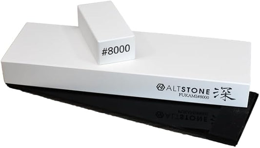 FUKAMI Whetstone Sharpening stone super finishing grit 8000 w/Nagura, 7.1" x 2.4" x 0.8" (Pro Power. Perfectly Compact for home use), Made in Japan (#8000)