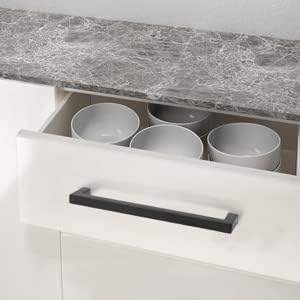 Probrico 15 Pack Black Square Bar Cabinet Pulls Drawer Dresser Handles Stainless Steel Modern Hardware for Kitchen Bathroom Cabinets Cupboard, Hole Center 7-9/16 inch Desk Wardrobe Door Pulls