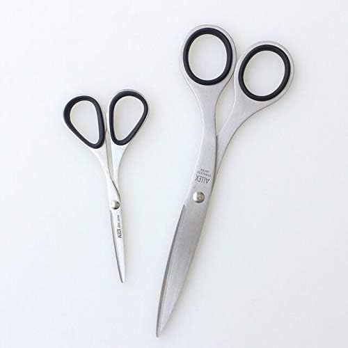 ALLEX Small Skinny Scissors for Office 5.5", All Purpose Slim & Thin Low Profile Scissors, Made in JAPAN, All Metal Sharp Japanese Stainless Steel Blade with Non-Slip Soft Ring, Blue