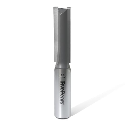 FivePears Straight Router Bits 1/2 Inch Shank Double Flute, 1/2 Inch Cutting Diameter, 2-1/2 Inch Cutting Length, Used for Create Groove, Dado or Hollow