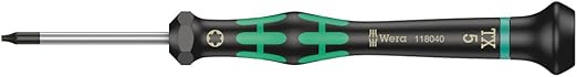 Wera 05118035001 Kraftform Micro 2067 Torx TX Electronics Precision Screwdriver, TX1 Head, 40mm Blade Length
