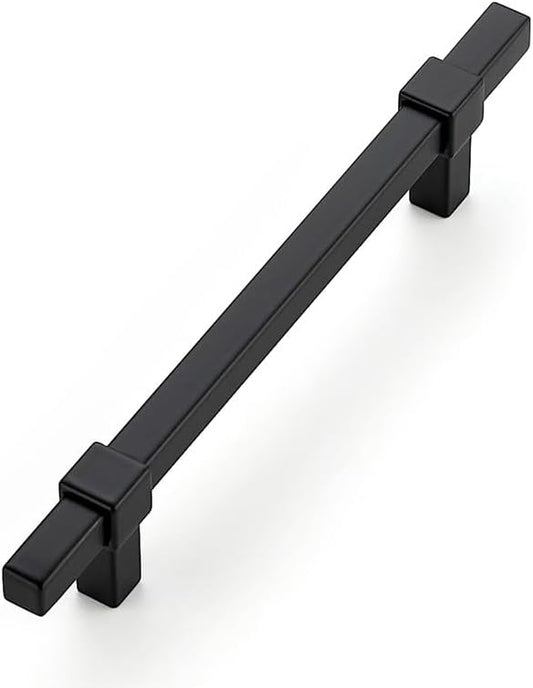 1 Pack Black Cabinet Handles - 5" Hole Center Cabinet Pulls Matte Black Drawer Pulls Cabinet Hardware Kitchen Handles for Cabinets