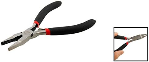 uxcell Jewelers Black Rubber Coated Handle Flat Nose Pliers 4.5" Long