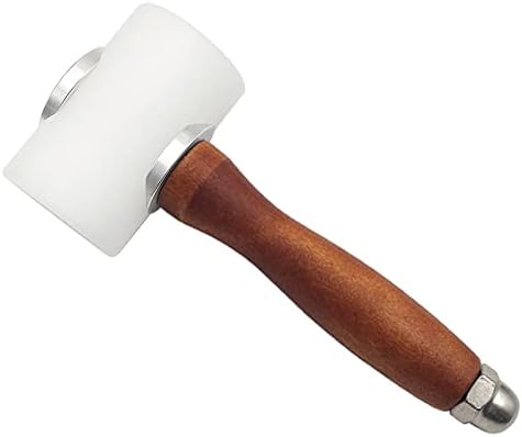 Leather Carving Hammer Mallet Wood Handle Nylon Hammer Mallet for Leathercraft Leather Carving DIY Leathercraft Mallet, Nylon T Head Wood Handle 7.4 Inch