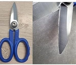 Elfcam짰 - Kevlar Scissors for Fiber Optics, Super Multi Cutter Made in High Carbon Alloy Steel, Serrated Blade Shear for Gripping Materials, Manufactured by Nusharp (KS-1)