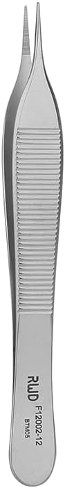 RWD ADSON Dressing Forceps 4.7", Martensitic Stainless Steel Medical Tweezers, 0.6mm Width Serrated Straight Tip, Micro Forceps Tweezer, Surgical Tweezer for High-Precision Handling (F12002-12)