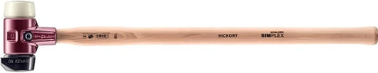 Halder Simplex SledgeHammer 3028.261 - Medium-Hard "Stand-Up" Rubber Insert, Nylon Insert, Cast Iron Housing with Handle Protection Sleeve, Varnished Wooden Handle, 60mm, 4.2 lbs.