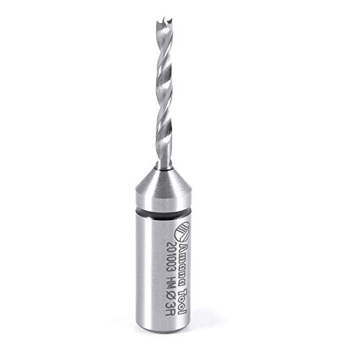 Amana Tool - 201003 Solid Carbide Cutting Edge Brad Pt. Boring Bit R/H 3mm Dia x 57mm Lo