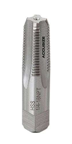 Accusize Industrial Tools NPT-14 H.S.S. Taper Pipe Tap, 쩌 in-18, 4 Flutes