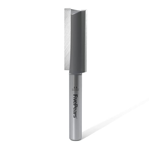 FivePears Straight Router Bits 1/4 Inch Shank Double Flute, 3/8 Inch Cutting Diameter, 1 Inch Cutting Length, Used for Create Groove, Dado or Hollow