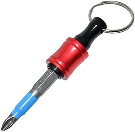 Bit Holder Key Chain 6pcs - 1/4 inch Hex Shank Bit Holders - Quick Release Design with Keychain Carabiner for Nut Driver, Screwdriver & Drill Bits, Aluminum Alloy, Color Coded - Gift for Men