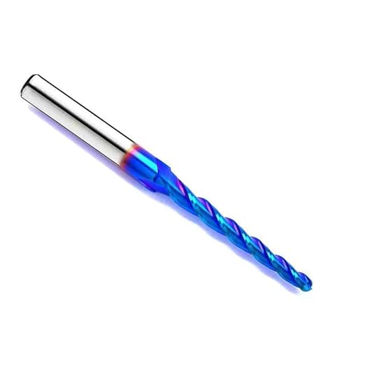 1 Degree Tapered Ball Nose CNC Router Bits End Mills Solid Carbide Spiral Up Cut 2D&3D Carving bits 1/4 Inch Shank with 1/8 Diameter Overall Length 3 Inch SQ333