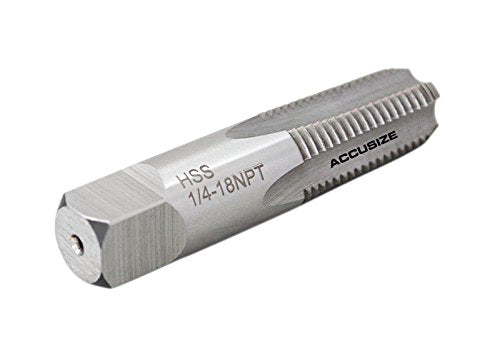 Accusize Industrial Tools NPT-14 H.S.S. Taper Pipe Tap, 쩌 in-18, 4 Flutes