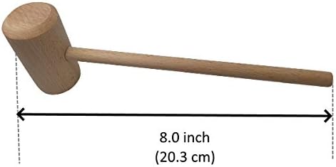 8-Inch Large Wooden Crab Lobster Mallet, Seafood Hammers Shellfish Mallets, Wooden Hammer for Chocolate, Hammer Golf Tees, Breakable Heart Hammer, Natural Hard Beechwood (6 Pcs)