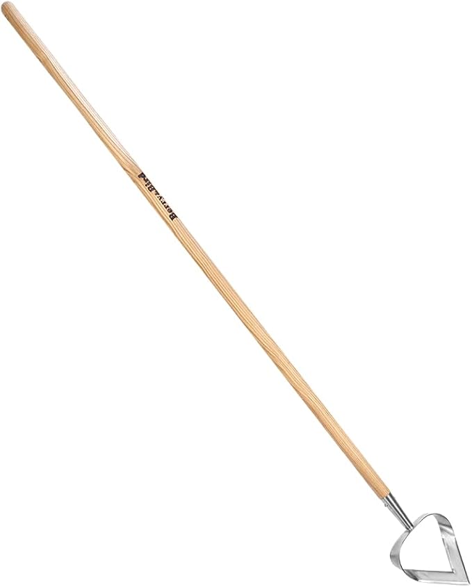 Berry&Bird Hoe Garden Tool, Heavy Duty 61.2" Triangle Hoes with Ashwood Handle, Long Handle Weeding Tool Garden Hoe for Weeding, Cultivating, Soil Loosening and Digging Trenches
