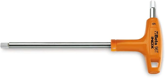 Beta 96TINOX Stainless Steel Metric T-Handle Hex Key Wrench 10mm | High Torque Ergonomic Allen Wrench with Dual Hex Tips | Drop Prevention Hole | Industrial Strength | Made in Italy