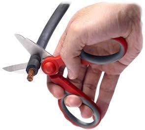 Ascend Tools Multipurpose Electrician's Shears 5-1/2 inch - High Carbon Steel Serrated Blade, Cut/Strip Electrical Wire, Wire Cutting Notch, Crimp Terminals, Clean/file Electrical Boxes