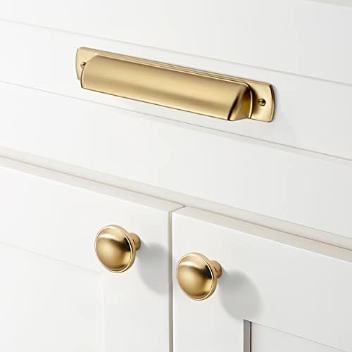 khtumeware 25 Pack Drawer Pulls 1-1/4 Inch Kitchen Cabinet Knobs Solid Round Dresser Drawer Knobs Champagne Bronze Dresser Knobs Drawer Knobs Brass Cabinet Hardware for Cupboard Drawer Pulls