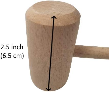 8-Inch Large Wooden Crab Lobster Mallet, Seafood Hammers Shellfish Mallets, Wooden Hammer for Chocolate, Hammer Golf Tees, Breakable Heart Hammer, Natural Hard Beechwood (6 Pcs)
