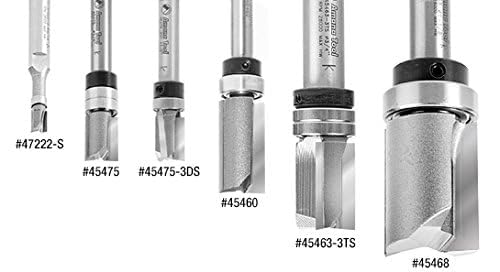 Amana Tool 47220 Carbide Tipped Miniature Flush Trim Plunge Template Router Bit 3/16 Dia x 1/2 x 1/8 Inch Shank with Mini 3/16 Dia Upper Ball Bearing
