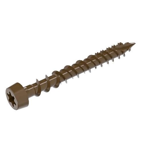 Grip-Rite GRDFCS158ACA1 DeckForce #8 x 1-5/8" Nano Coated Composite Deck Screws, Brown, 1lb Box