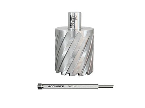 Accusize Industrial Tools 2-3/16'' by 2'' Cutting Depth H.S.S. Annular Cutter with 1 Pc Pilot Pin, 2081-2040Pin