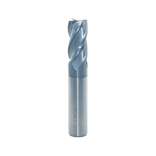 Carbide Square End Mill for Alloy Steels/Hardened Steels, 1/2" End Mill Bits, 4 Flute HRC 55 Deg AlTiN Coating, CNC Router Bits (1 Pc)