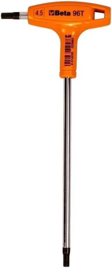 Beta 96T Metric T-Handle Hex Key Wrench 4mm | High Torque Ergonomic Allen Wrench with Dual Hex Tips | Drop Prevention Hole | Industrial Strength | Made in Italy