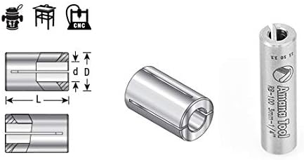 Amana Tool - RB-090 High Precision Steel Router Collet Reducer 1/4 Overall Dia x 2mm Inner