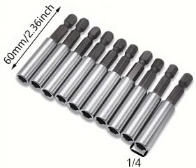Precision 10 pcs Magnetic Bit Holders Set - Professional Screwdriver Bits 1/4" with Strong Magnet for Secure Grip