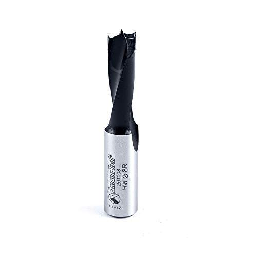 Amana Tool - 201008 Carbide Tipped Brad Pt. Boring Bit R/H 8mm Dia x 57mm Long x 10mm Sh