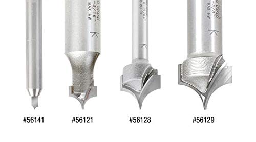 Amana Tool 56123 Carbide Tipped Point Cutting Roundover Router Bit Rounding 1/4 R x 1/2 D x 1/2 CH x 1/4 SHK x 2 Inch Long