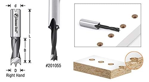 Amana Tool - 201020 Carbide Tipped Brad Pt. Boring Bit R/H 20mm Dia x 57mm Long x 10mm S