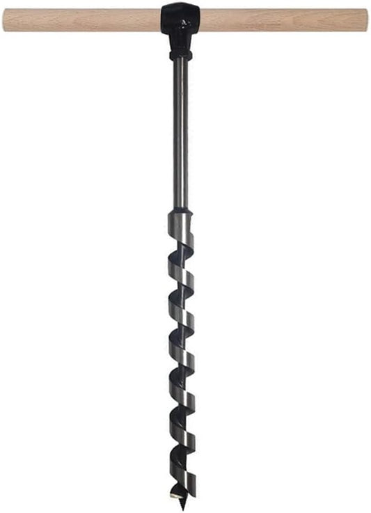 Manual Hand Drill and Hand Wood Auger for Wood Camping Shelter Building, Multipurpose Manual Survival Drill Bit with A Wooden Stick Hand Auger Woodworking Hole Saw Bit to Fix The Tent Nails (Color :