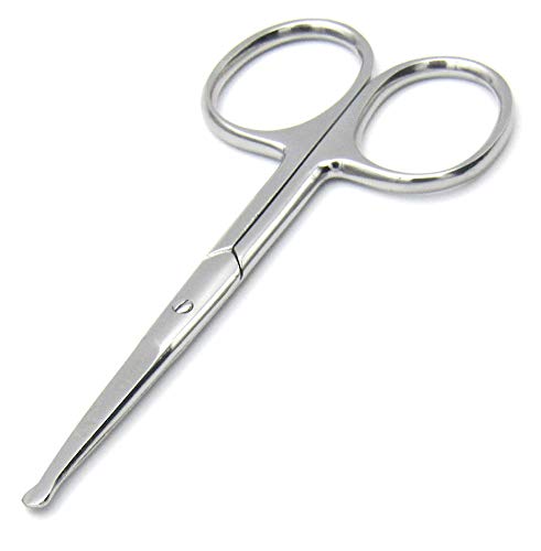 Rounded Stainless Steel Small Facial Hair Scissors ??3.7 Inches ??Rounded Tip Scissors for Nose Hair, Mustache, Beard, Eyebrows, Eyelashes & Baby Nails