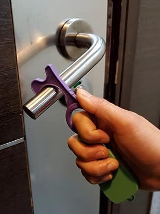 No-Touch Door Opener, Button Pusher Safe Touch Key, Hands Protection, Touchless Tool with MicrobeFENCE Technology, 6Pack Purple