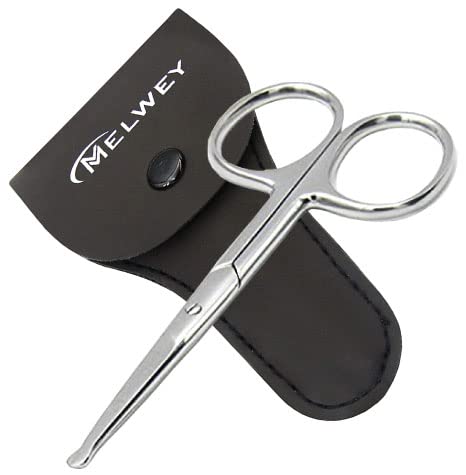 Rounded Stainless Steel Small Facial Hair Scissors ??3.7 Inches ??Rounded Tip Scissors for Nose Hair, Mustache, Beard, Eyebrows, Eyelashes & Baby Nails