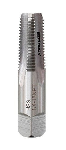 Accusize Industrial Tools NPT-14 H.S.S. Taper Pipe Tap, 쩌 in-18, 4 Flutes