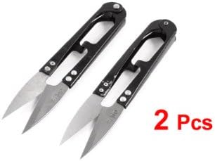 uxcell Black Metal Grip Thread Clip Tailor Yarn Spring Scissors Stitch Cutter (2 Piece)