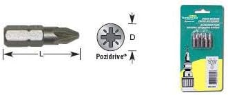 Timberline - 5 Pc #2 Pozidrive Bit 3" Long (608-675)