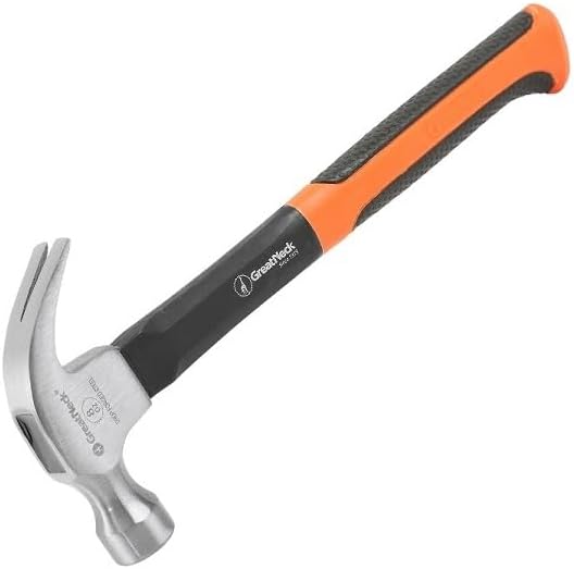 GreatNeck HG8C 8 Oz. Fiberglass Curved Claw Hammer, Small Hammer, Nail Hammer, Hammers Tools, Nail Hammering Tool, 8oz Claw Hammer