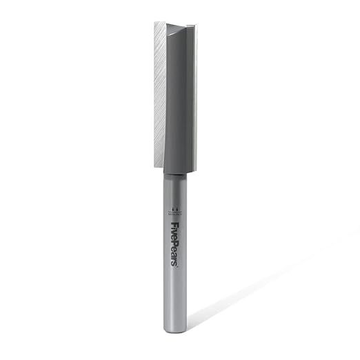FivePears Straight Router Bits 1/4 Inch Shank Double Flute, 3/8 Inch Cutting Diameter, 1-1/4 Inch Cutting Length, Used for Create Groove, Dado or Hollow