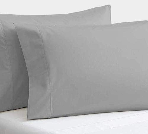 2Pcs Pillowcase 800 Thread Count 100% Egyptian Cotton Pillows for Sleeping, Soft & Silky Sateen Weave Bed Pillow Cover Long-Staple Standard Pillowcase Set of 2 Size (20"x40") - Silver Solid