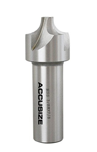 Accusize''dustrial Tools 3/8'', H.S.S. Corner Rounding End Mills, 7/8'', Shank Dia, 1-1/4'' Cutter Dia, 3-3/4'' Overall Length, 1011-0578